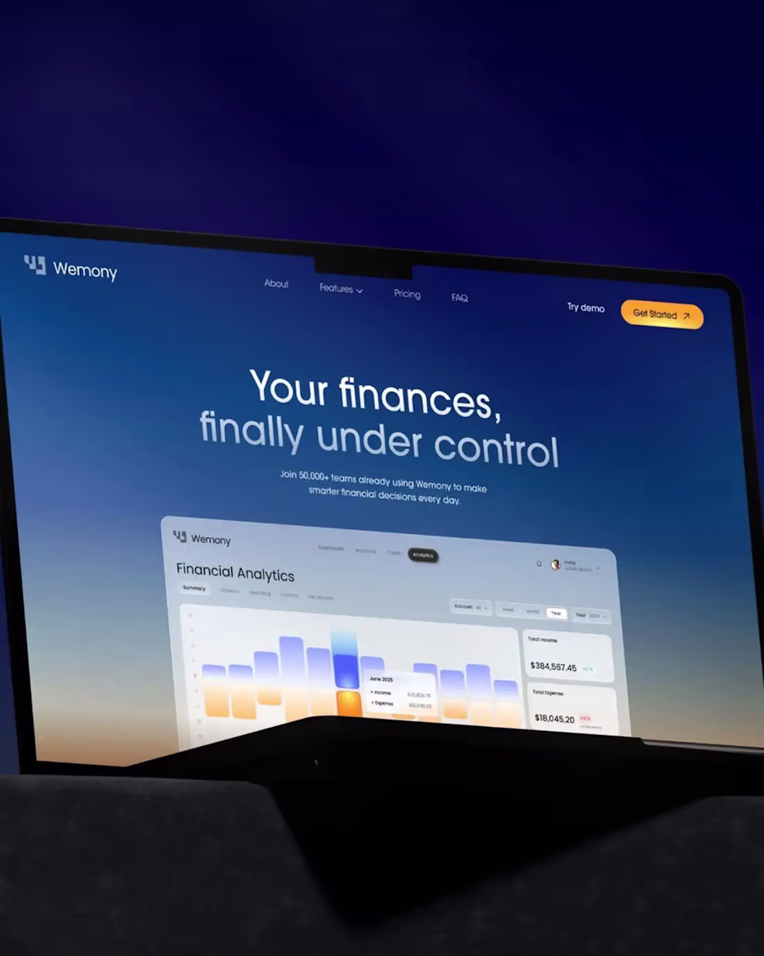 Cover image for Financial Analytics Platform UI/UX Design for Wemony