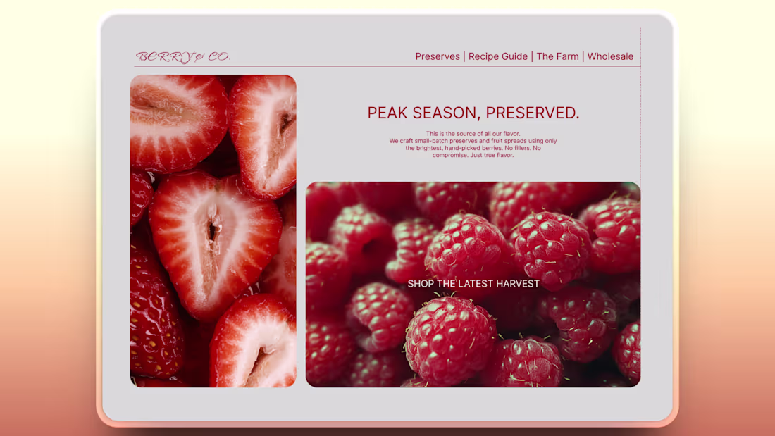 Cover image for 9/30: BERRY & CO. | Designing for Flavor. This hero is pure ...