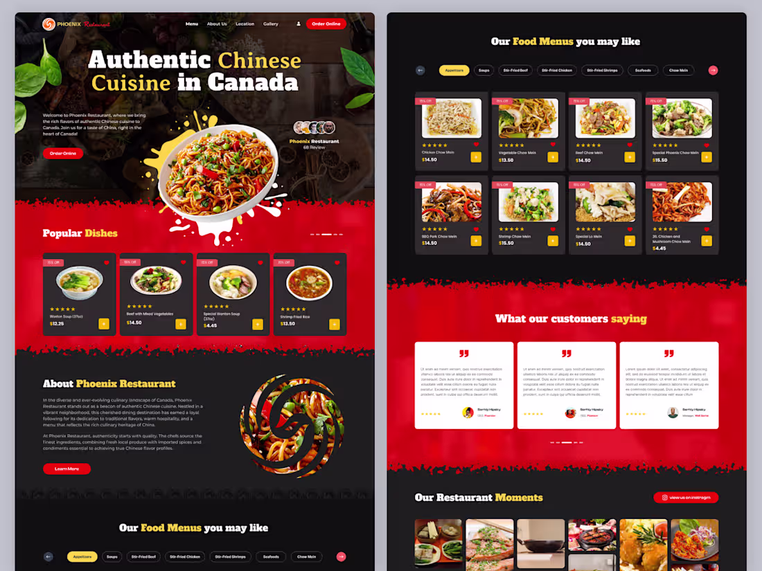 Cover image for Phoenix Restaurant – Homepage Design