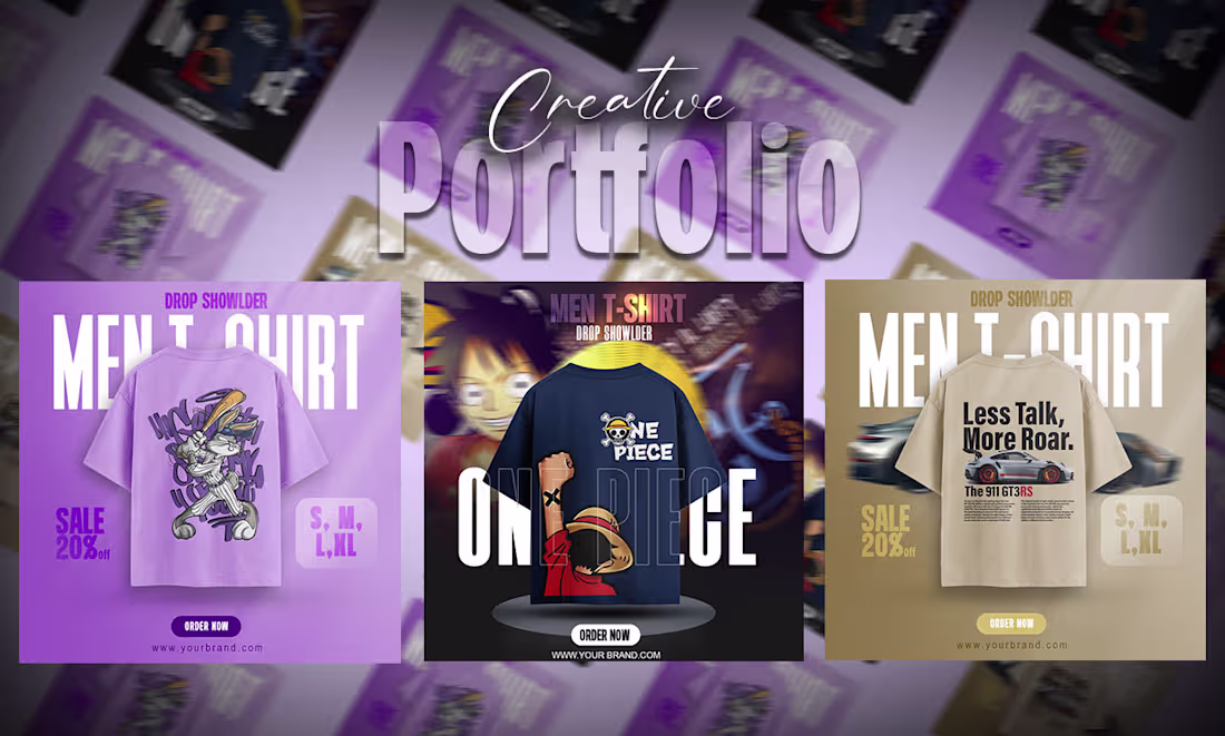 Cover image for Creative T-Shirt Social Media Designs This project showcases...