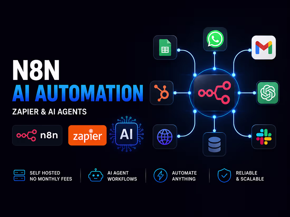 Cover image for n8n ai automation, zapier automation, and ai agent workflows