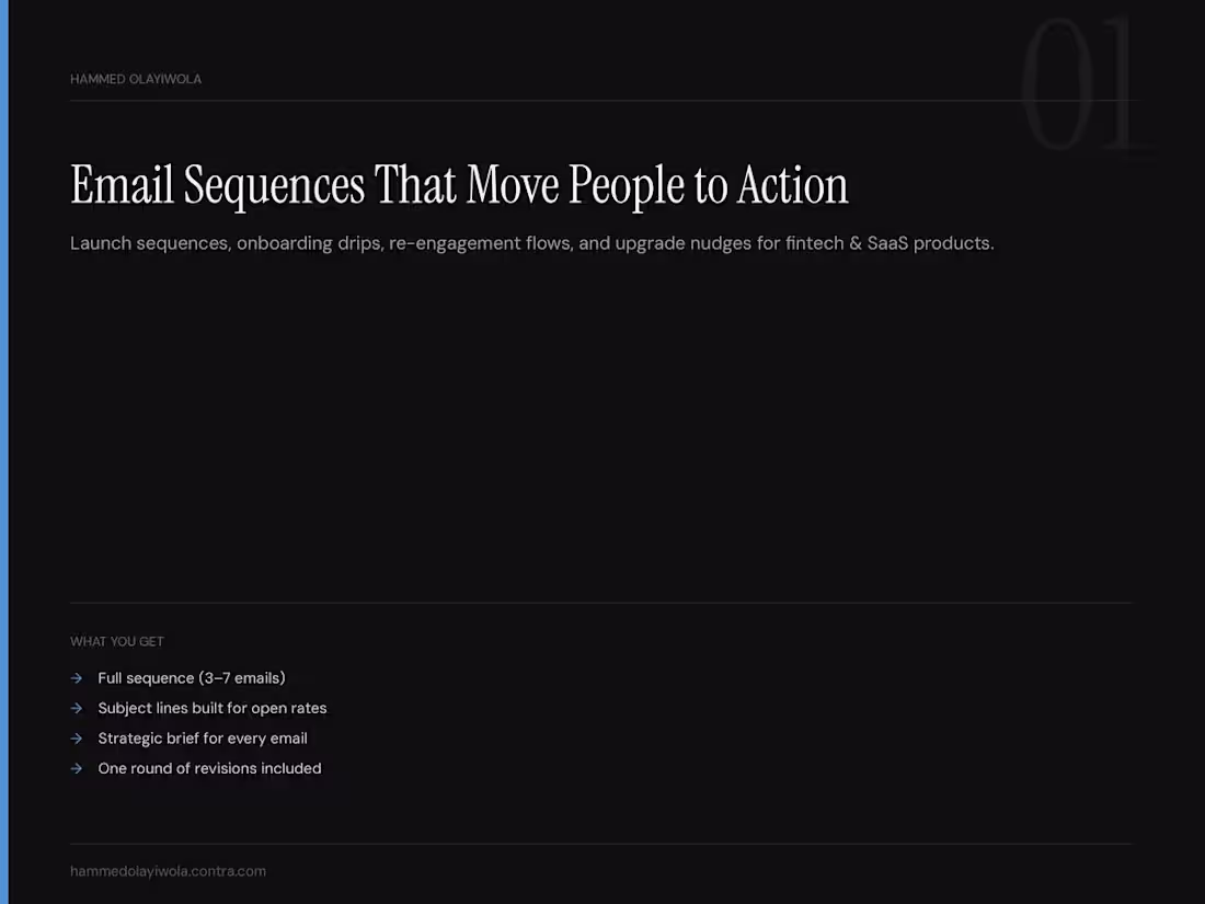 Cover image for Email sequences for fintech & SaaS products Description 