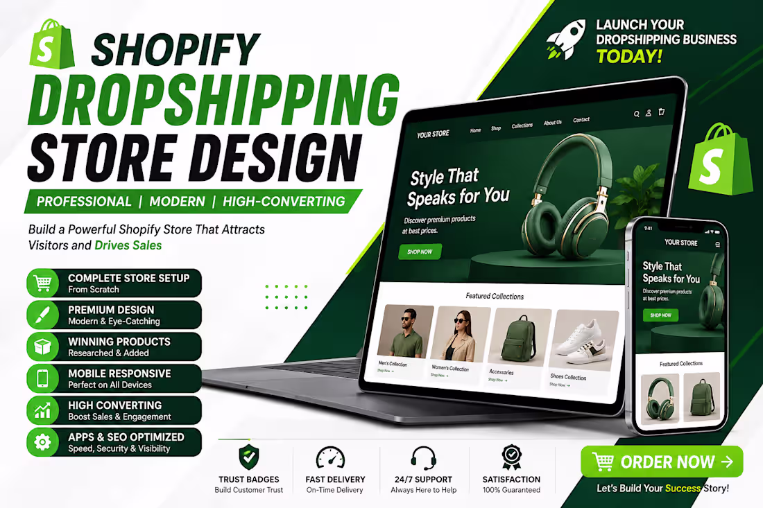 Cover image for Shopify Dropshipping Store Design & High-Converting Store Setup
