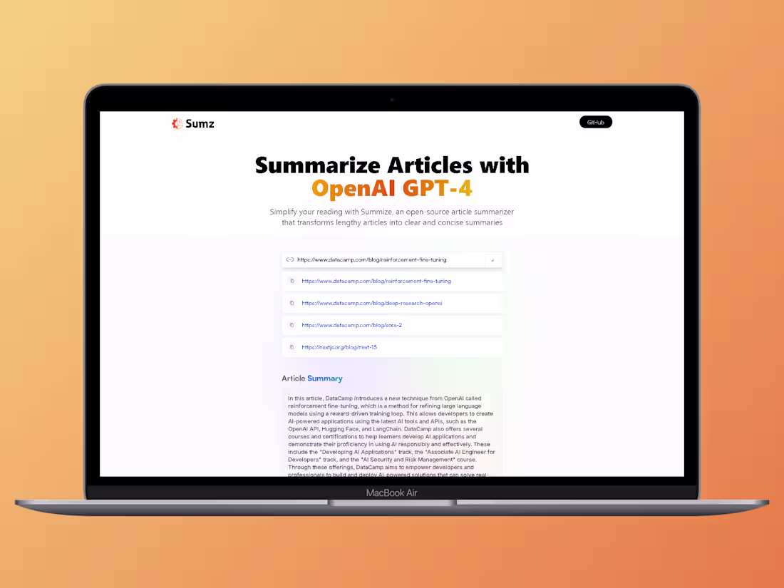 Cover image for SumZ – AI-Based Article Summarizer