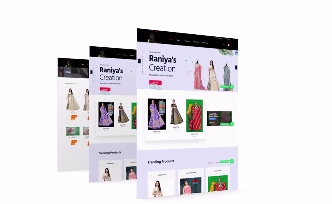 Cover image for E-commerce website development for Raniya's creation