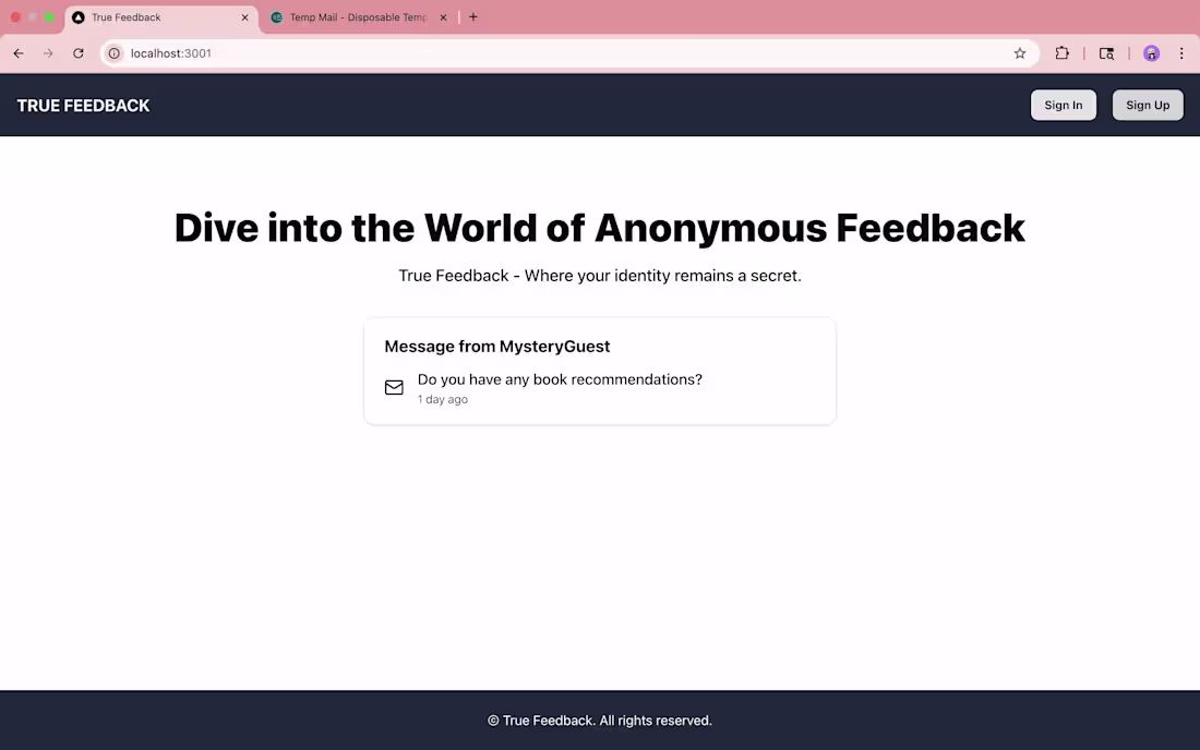 Cover image for An anonymous feedback collection tool
A