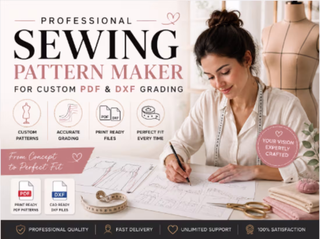 Cover image for Professional Sewing Pattern Maker for Custom PDF and DXF Grading