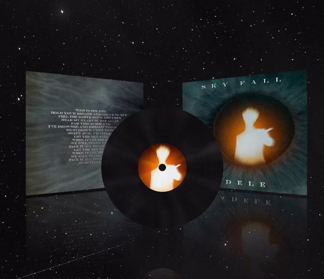Cover image for Design of the vinyl record for the song "Skyfall."
