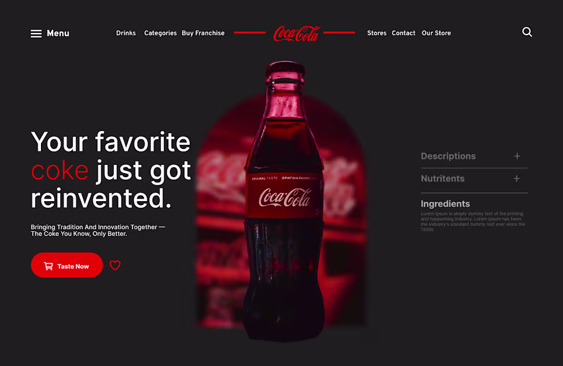 Cover image for Redesigned Coca-Cola’s site with a bold, clean, and modern f...