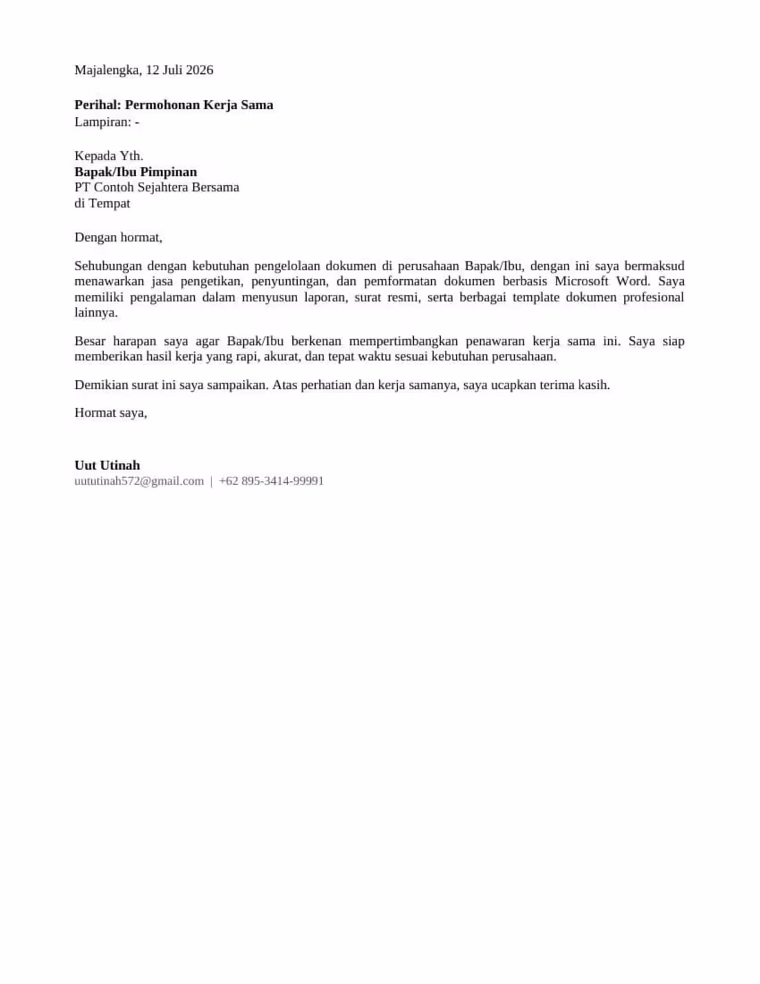 Cover image for A form business letter following