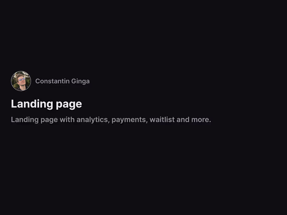 Cover image for Landing page with analytics, payments, waitlist and more.