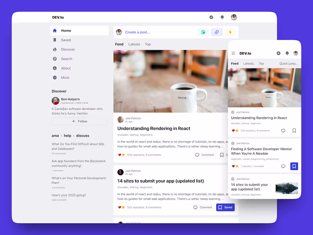 Cover image for DEV.to – social network template