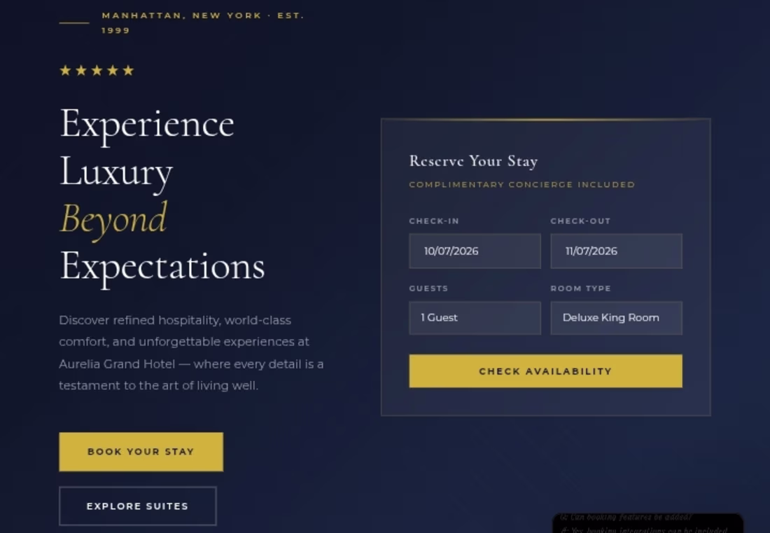 Cover image for I will create a luxury hotel website