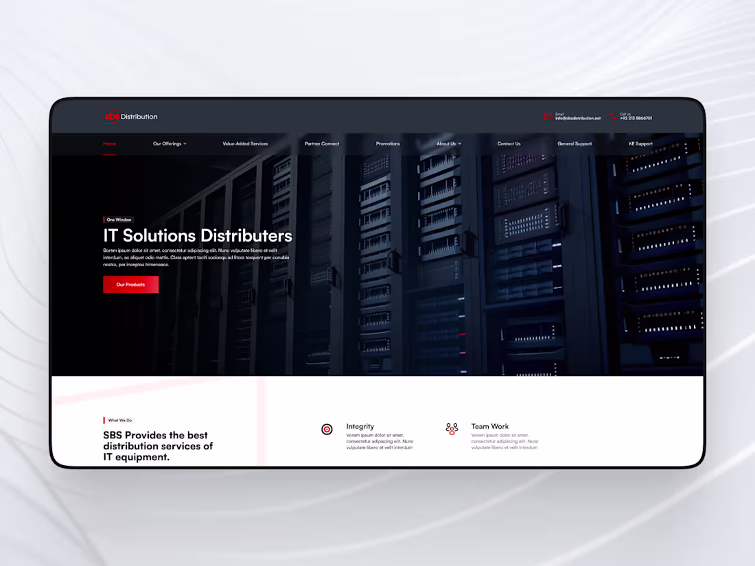Cover image for B2B IT Distribution Landing Page Design for SBS Distribution