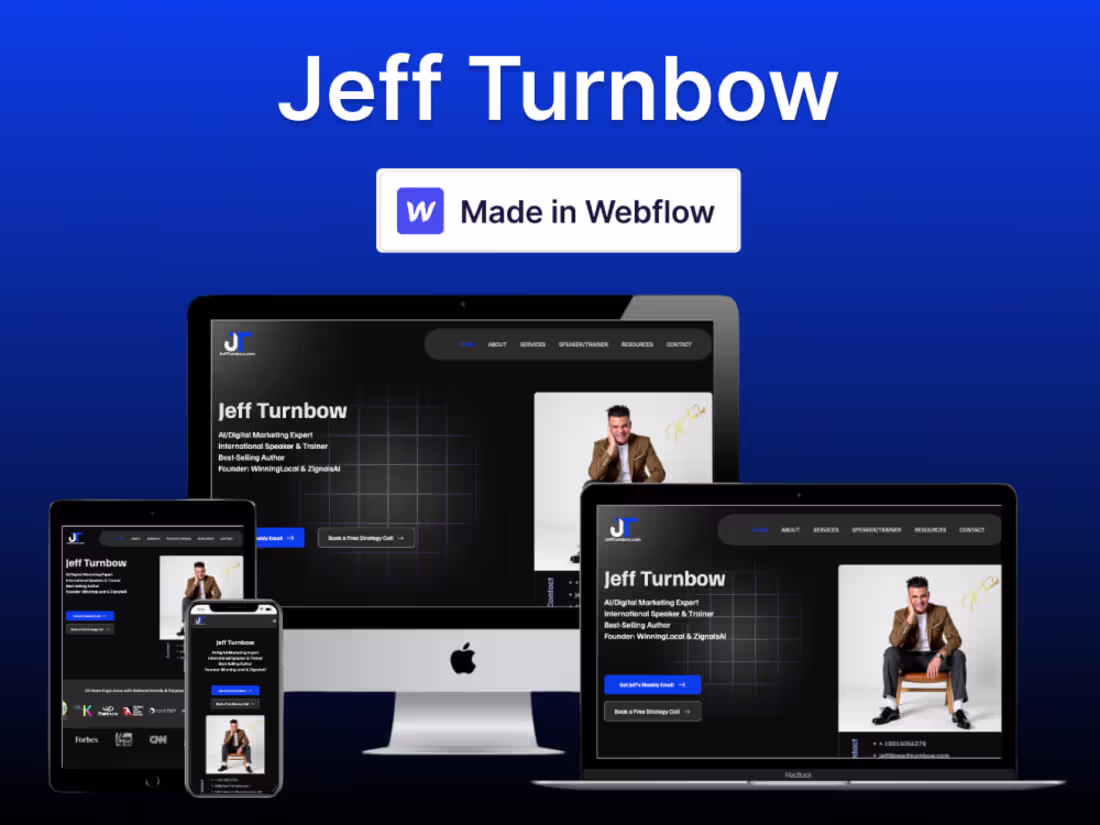 Cover image for Webflow portfolio website for Jeff Turnbow, an AI and digita...