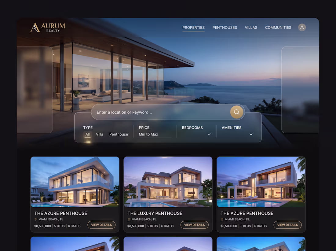 Cover image for Luxury Real Estate Website Design & Landing Pages in Figma