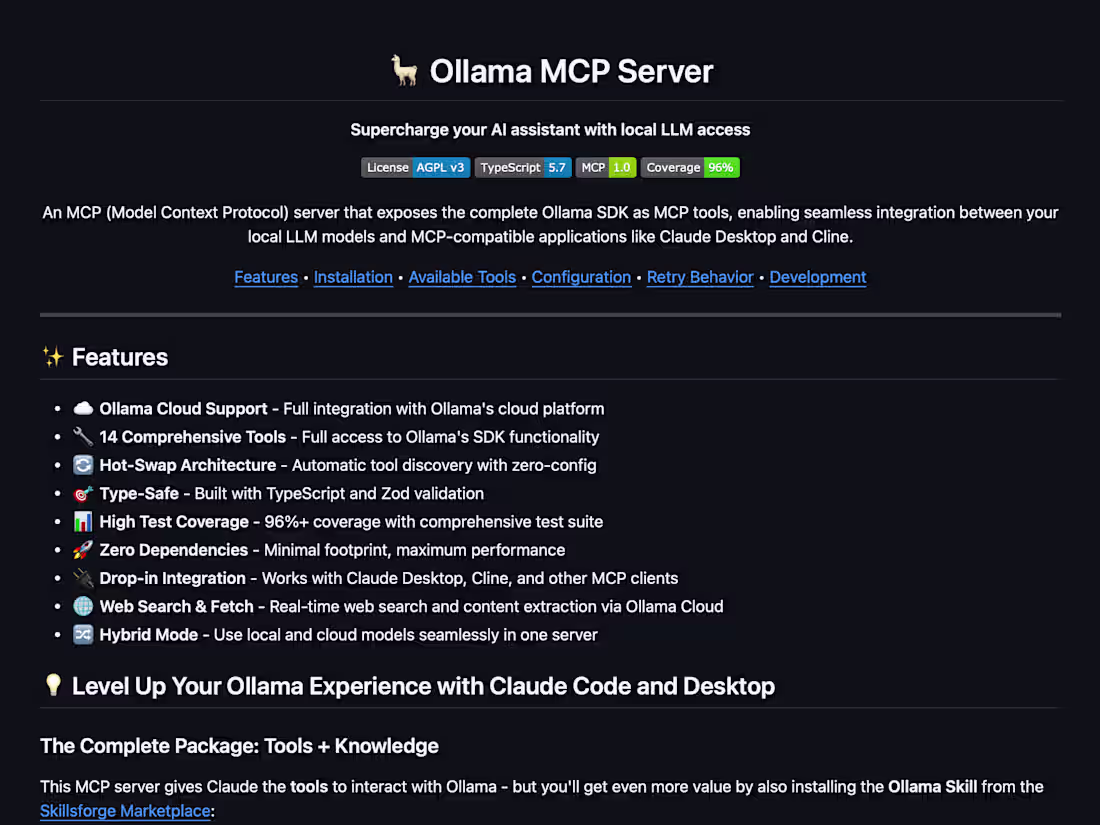 Cover image for Ollama MCP Server Development