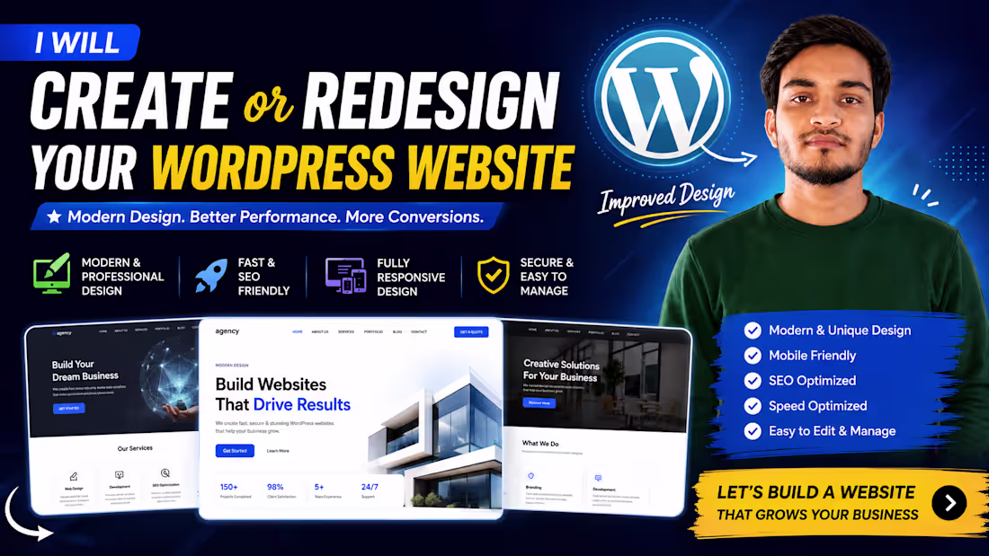 Cover image for I will create or redesign your WordPress website