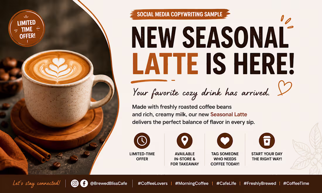 Cover image for Social Media Copywriting Sample – Seasonal Latte Campaign