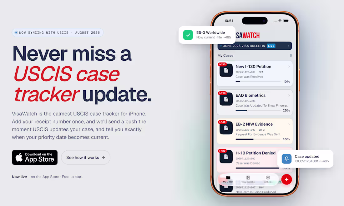 Cover image for VisaWatch is the calmest USCIS