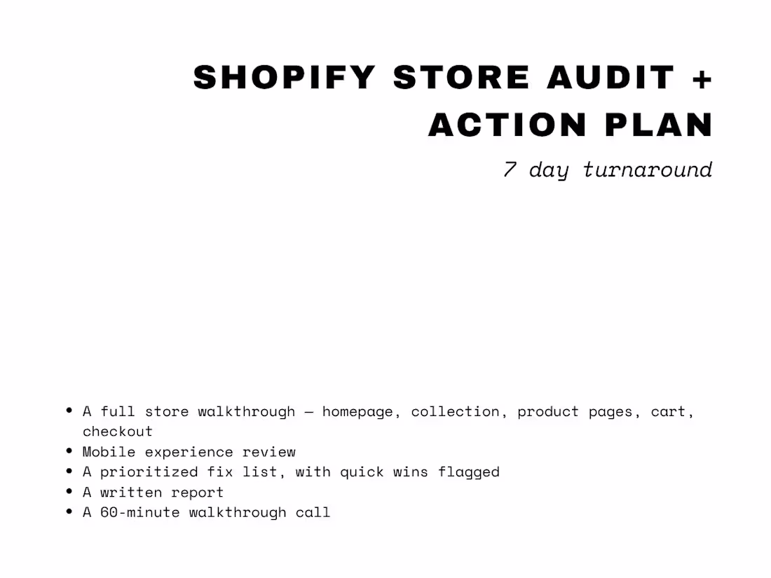 Cover image for Shopify Store Audit + Action Plan