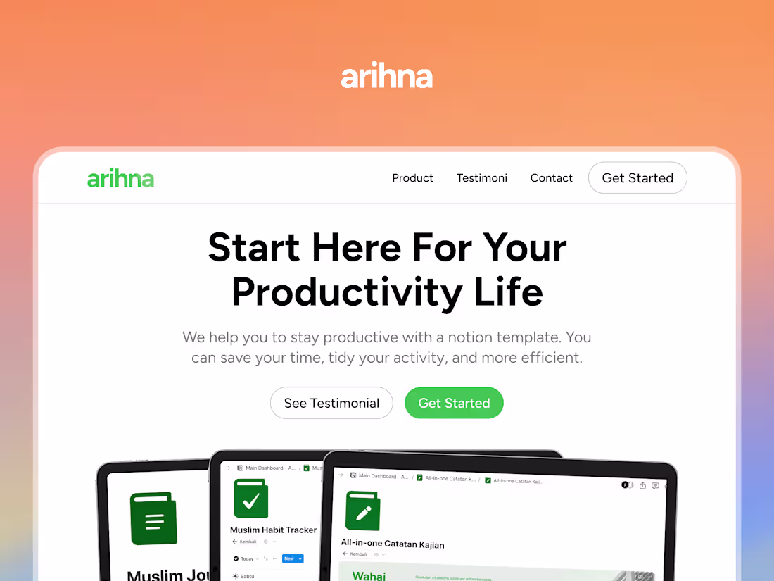 Cover image for Arihna Landing Page Design