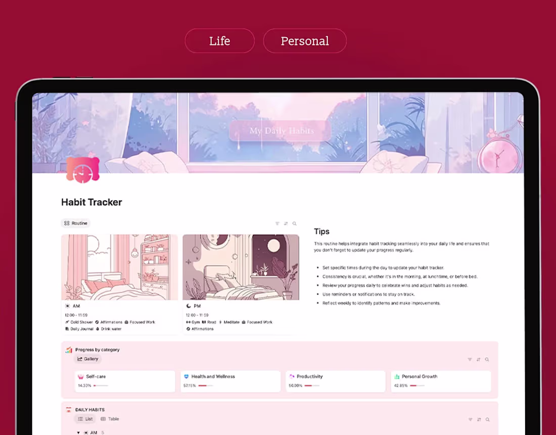 Cover image for Custom Notion Habit Tracker System