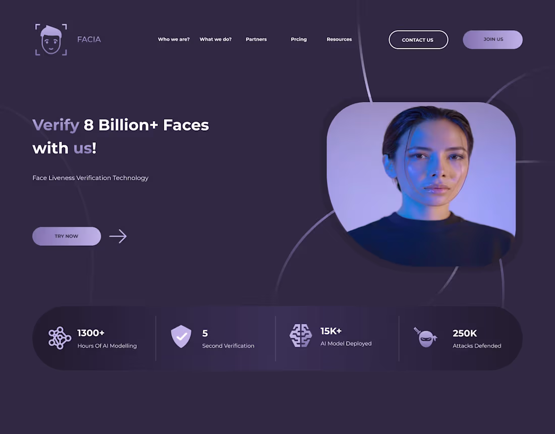 Cover image for FACIA FACIAL RECOGNITION APP LANDING PAGE