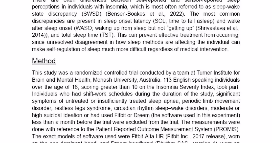 Cover image for Wearable Devices and Insomnia Management Study