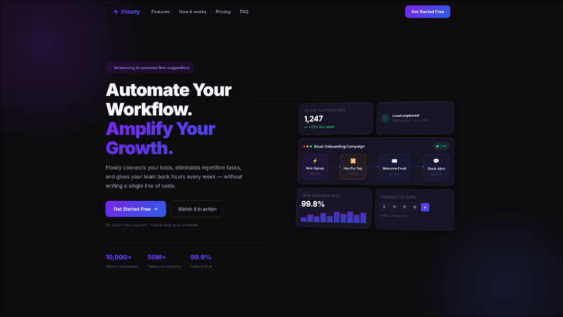 Cover image for SaaS Landing Page — Flowly

🚀