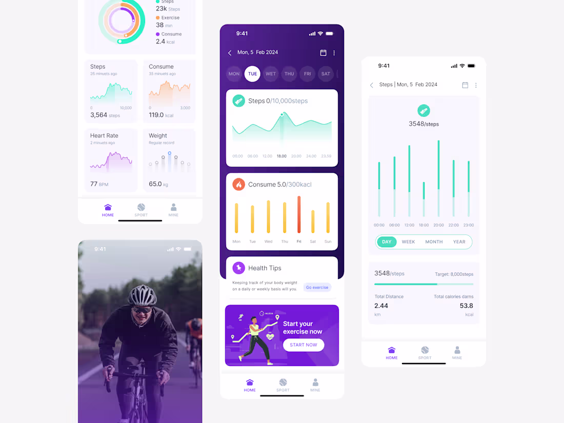 Cover image for Health Stats Tracking Mobile Apps A clean, mobile-first fitn...