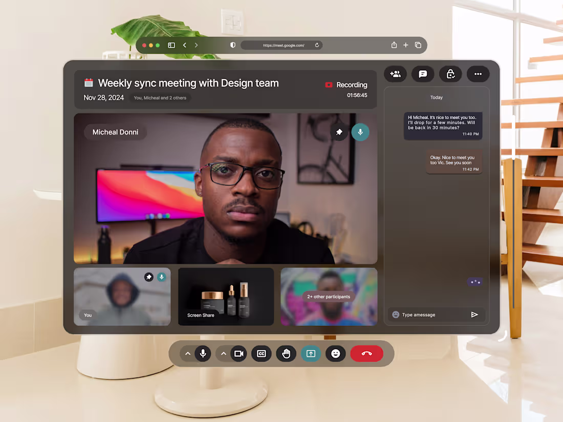 Cover image for A design exploration of the google meet on Apple Vision Pro