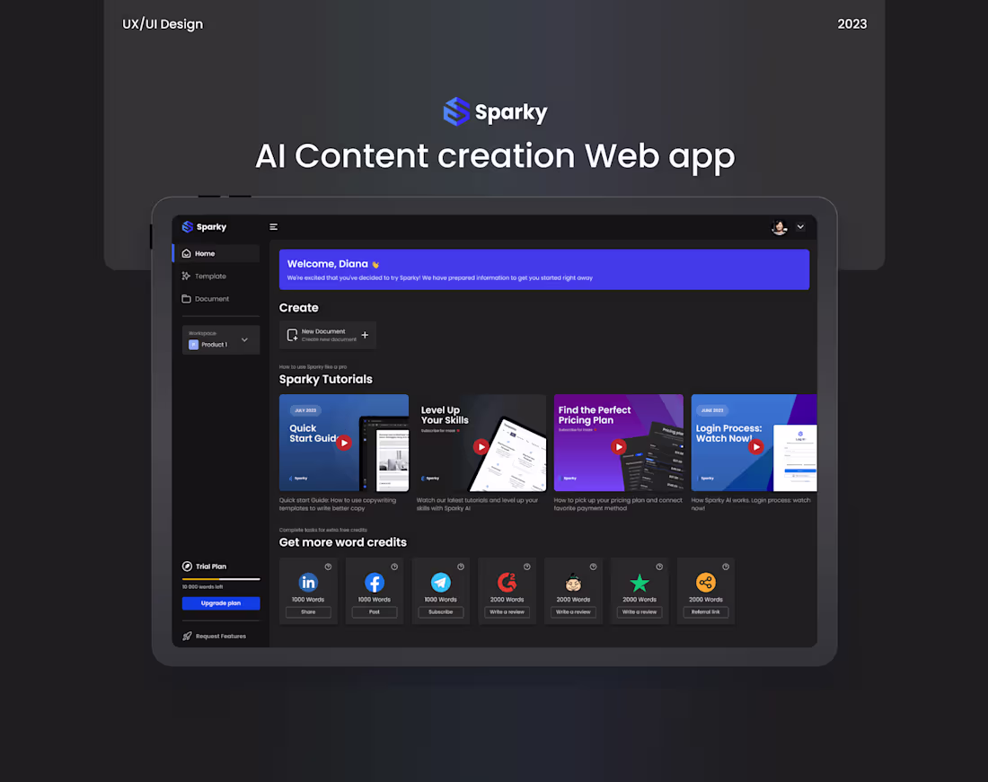 Cover image for Copywriting AI Tool on Behance