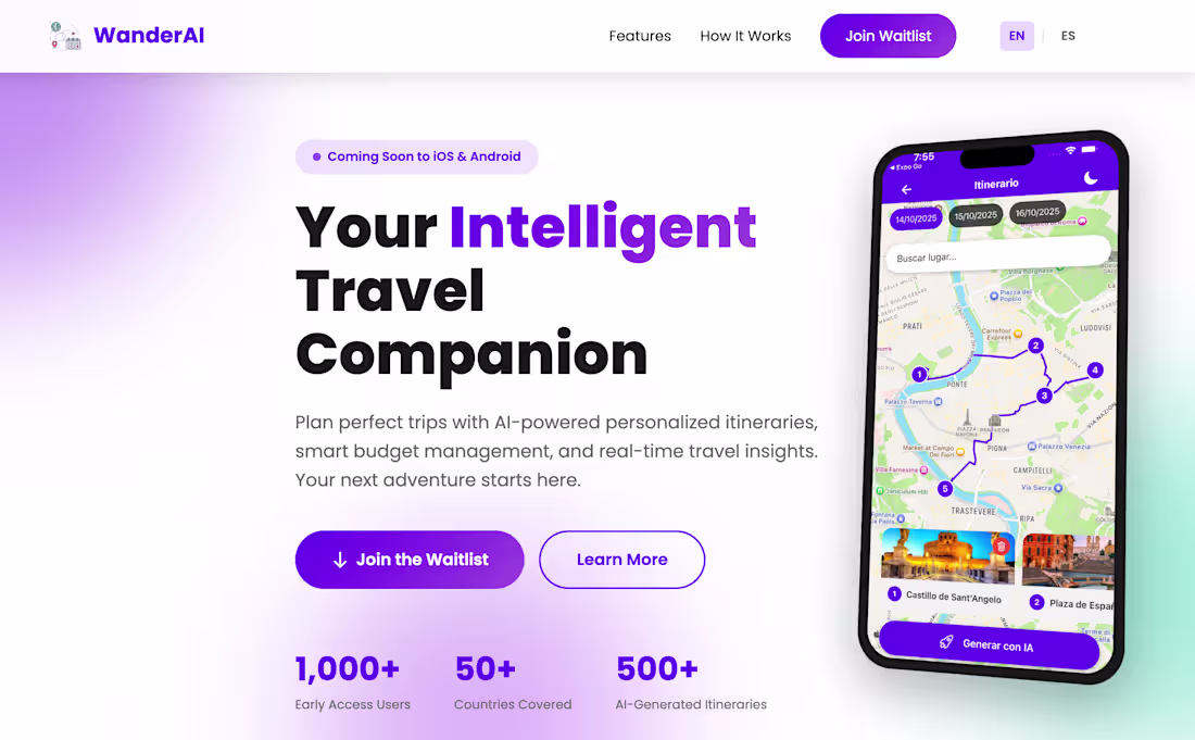 Cover image for WanderAI is an AI mobile