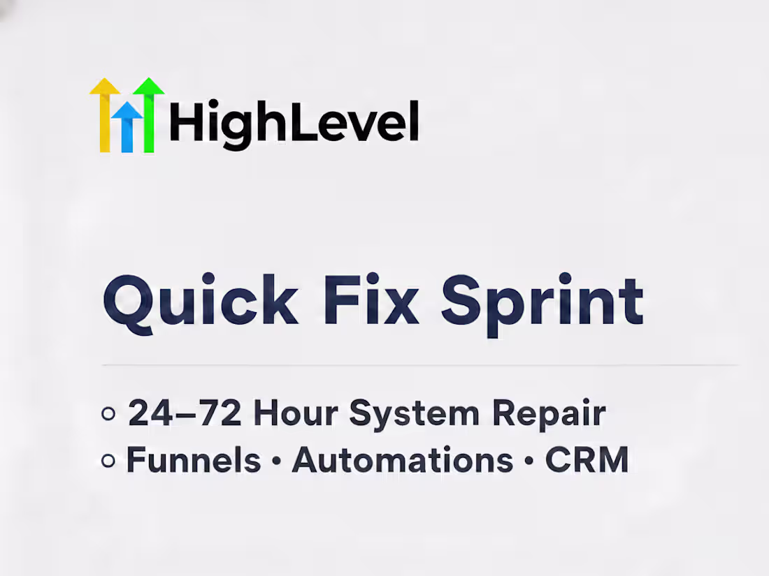 Cover image for GoHighLevel Quick Fix Sprint (24–72h)