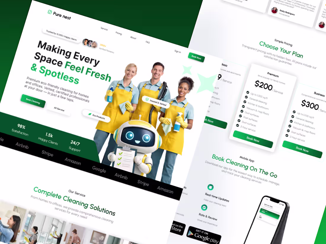 Cover image for Cleaner serivce Landing page