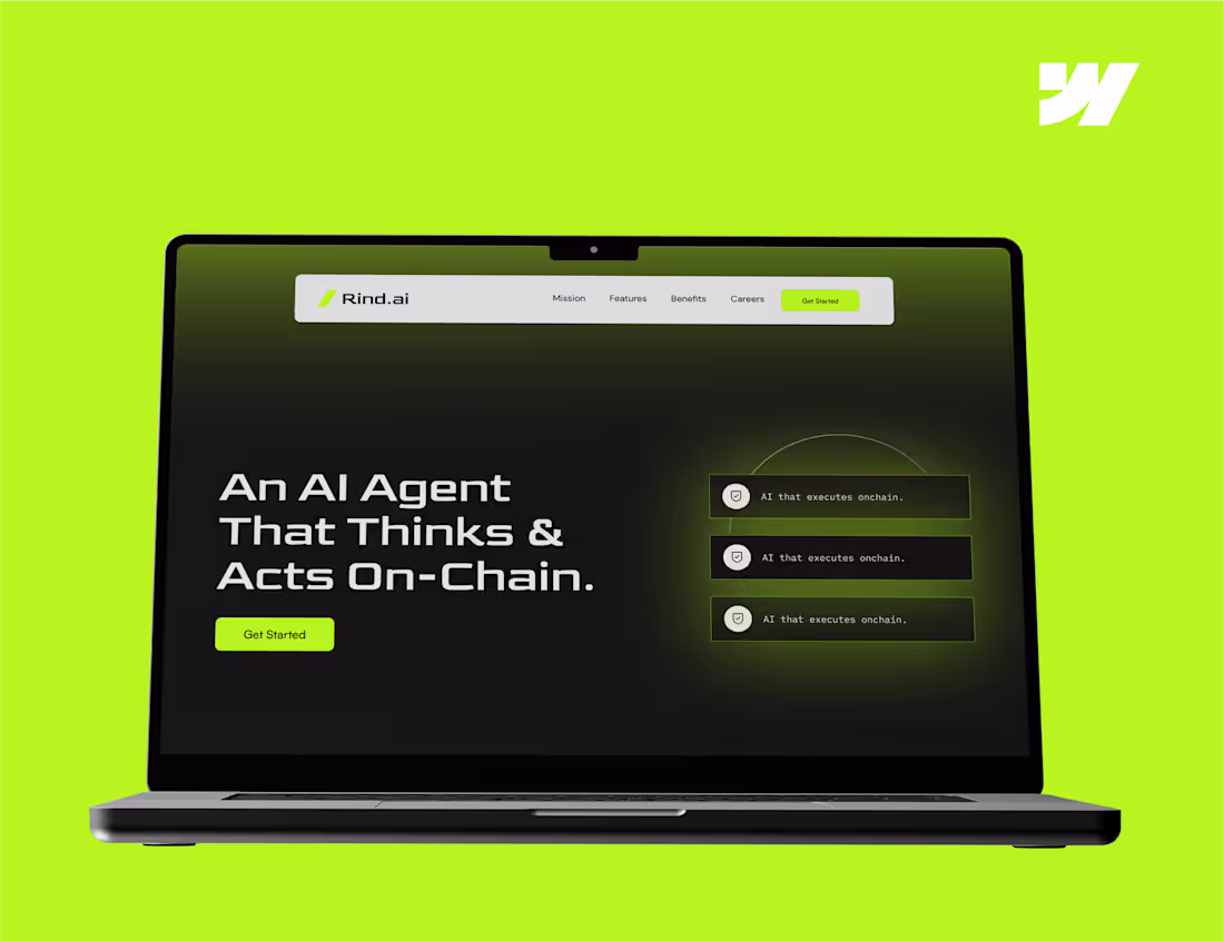Cover image for AI Agent On-Chain – Website Design & Webflow Development