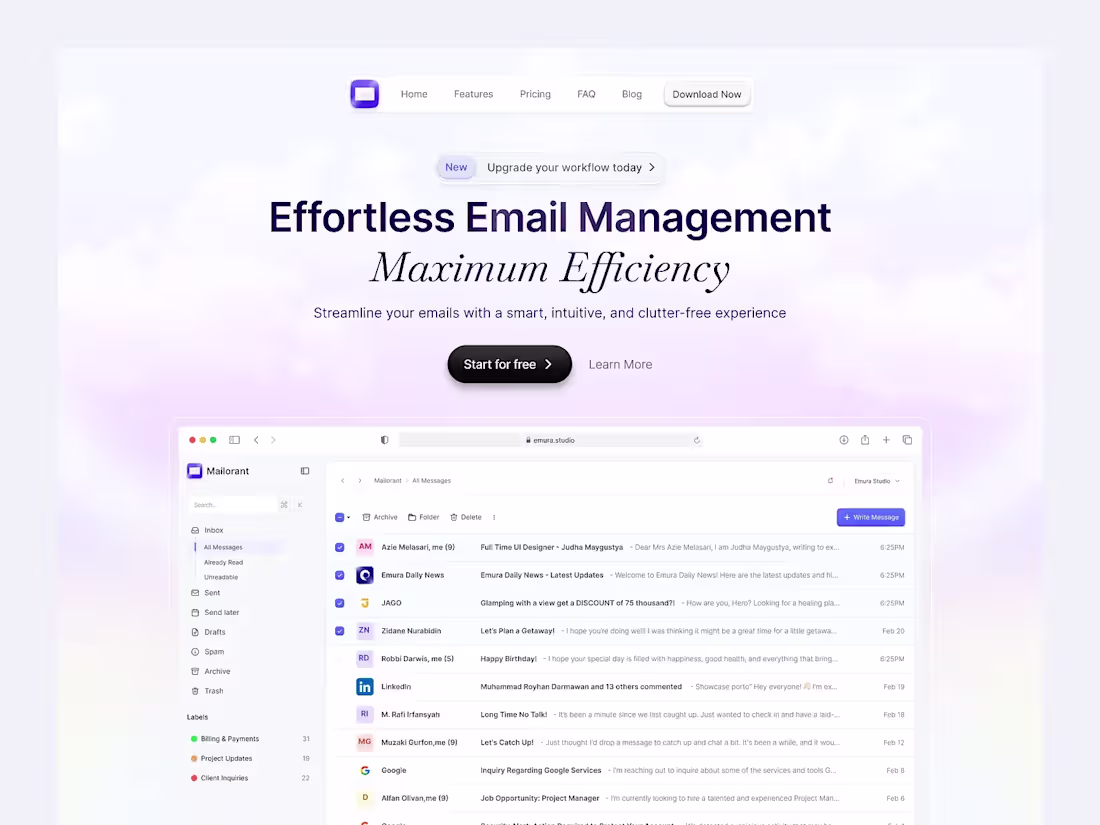 Cover image for Mailorant - Landing Page Design