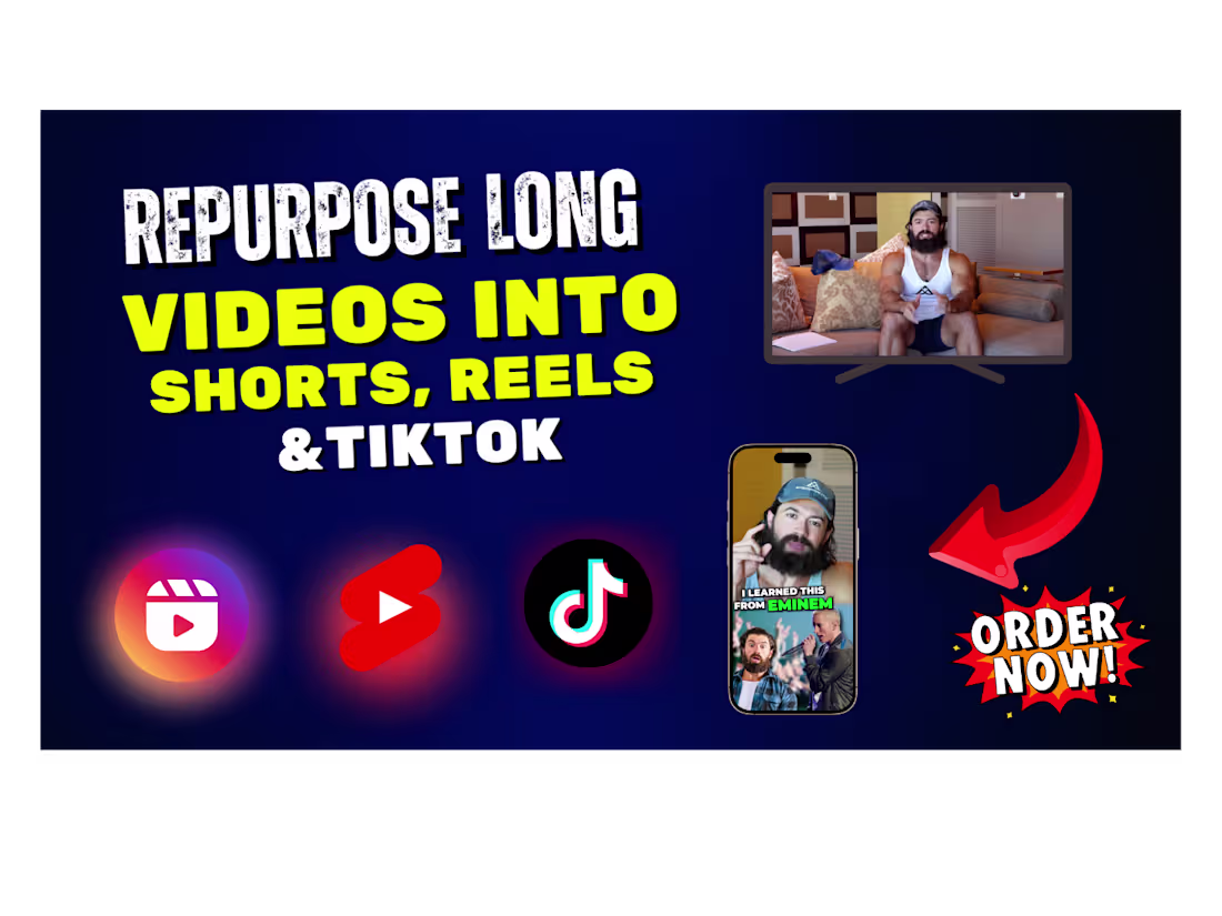 Cover image for I will repurpose your long video into short form reel and shorts