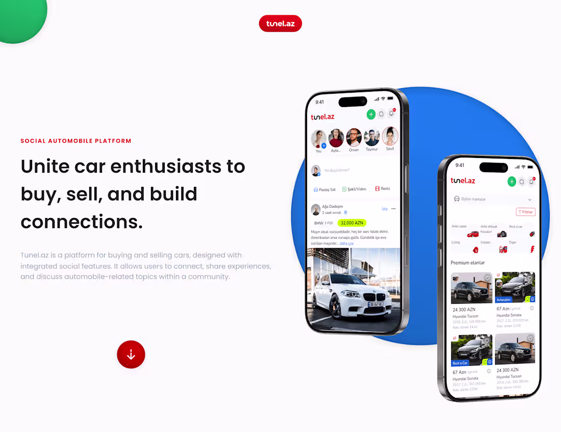Cover image for Tunel.az - Social Automobile Platform Mobile App