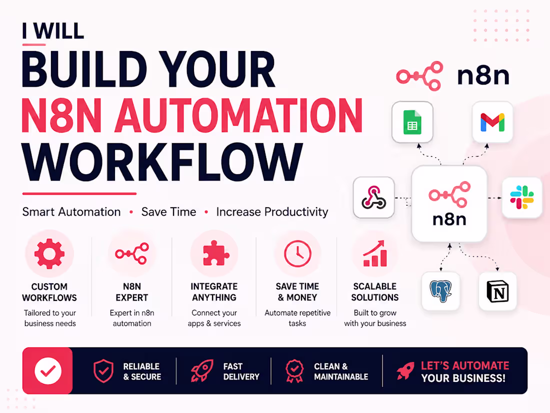 Cover image for  I will build your n8n Automation Workflow