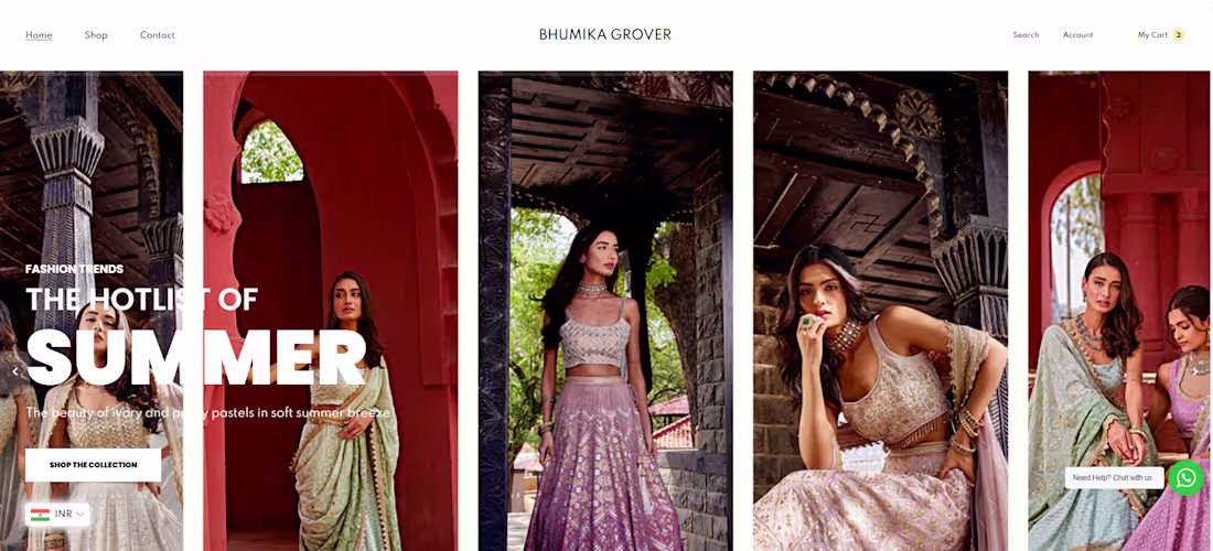 Cover image for Bhumika Grover Couture
Fashion-focused Shopify storefront