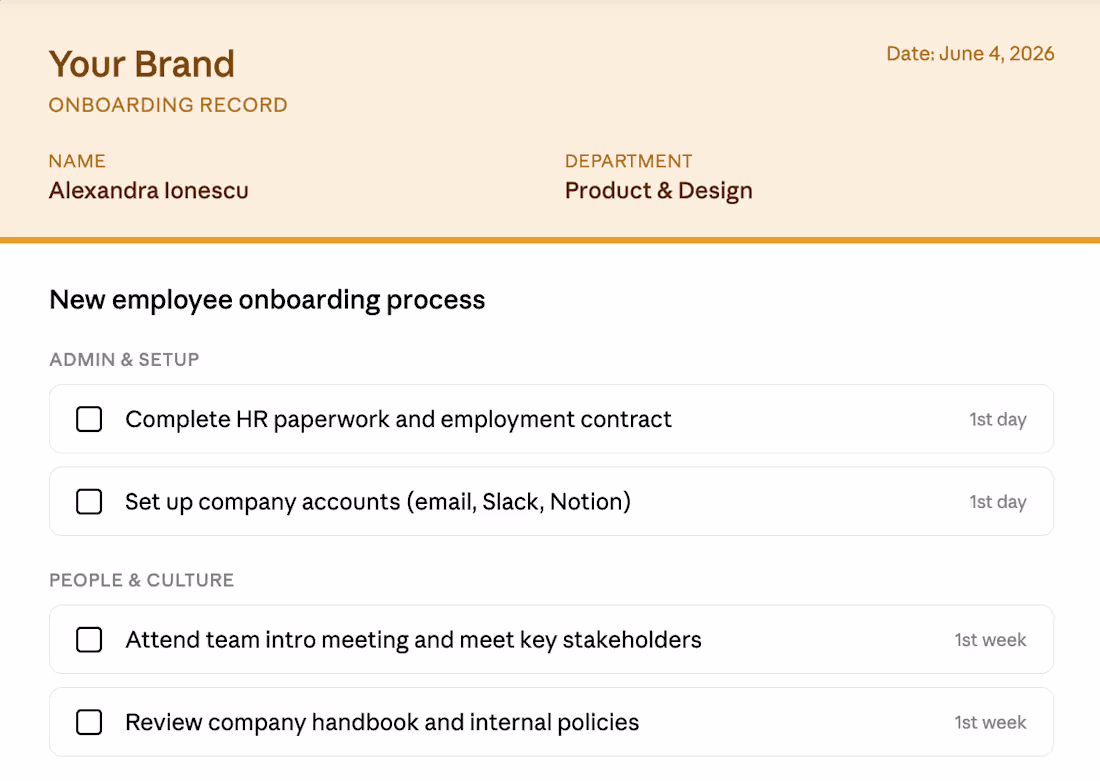 Cover image for Onboarding Checklist