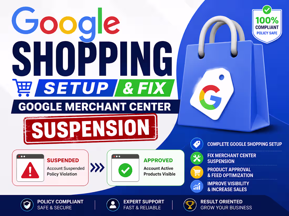 Cover image for Google Shopping Setup and Fix Google Marchant Center suspension