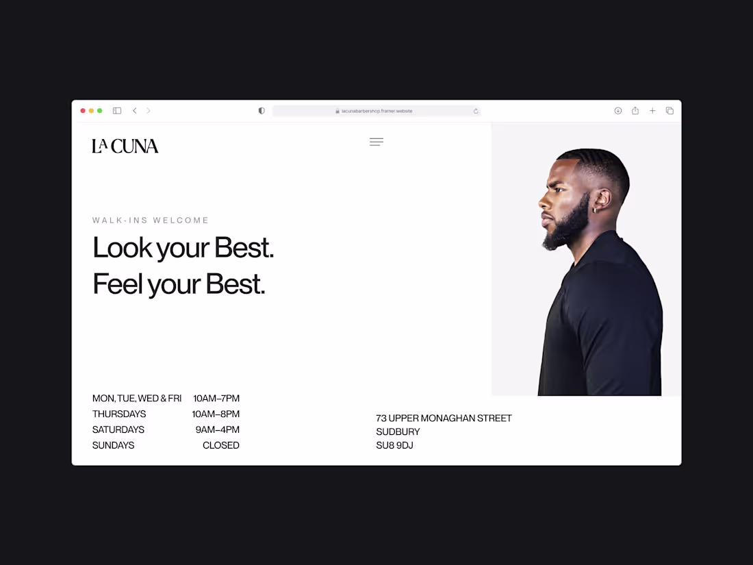 Cover image for Landing Page for LaCUNA Barbershop