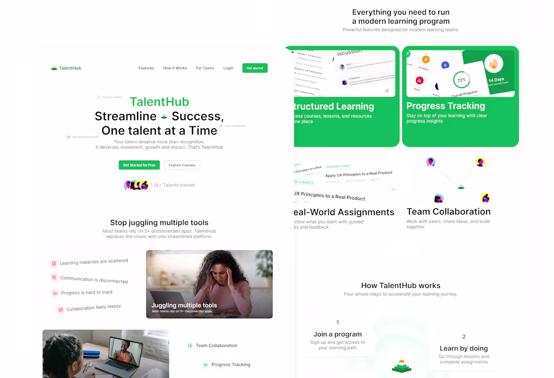 Cover image for TalentFlow LMS Landing Page Design