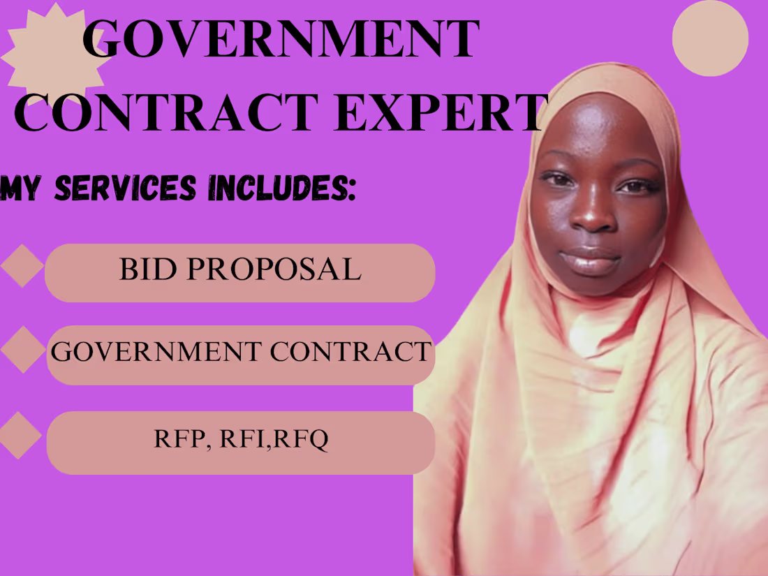 Cover image for I will research RFP and write winning government contracts.