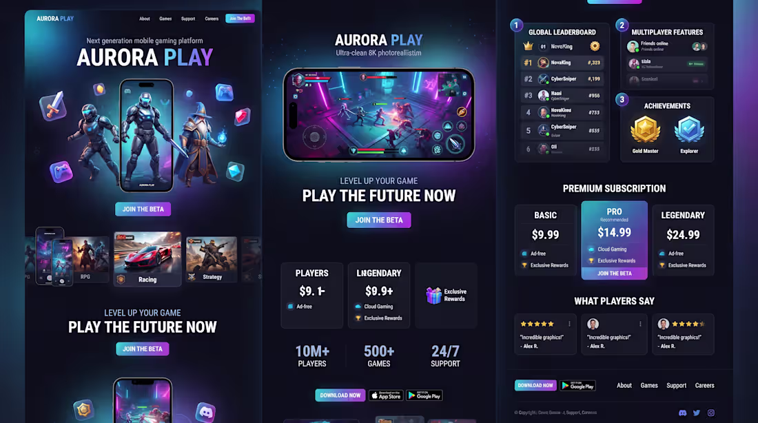 Cover image for Premium Mobile Gaming Platform UI Design