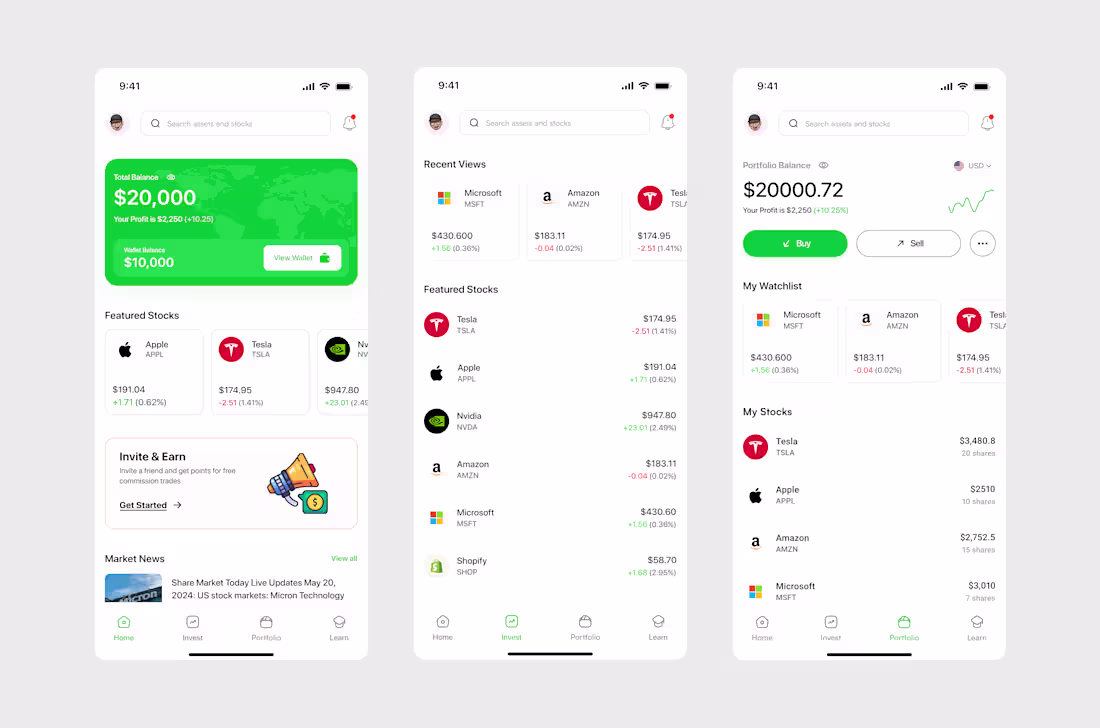 Cover image for Stock Investment App (UI Concept)