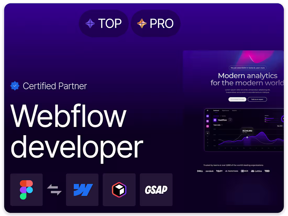 Cover image for Webflow developer for SaaS and startups